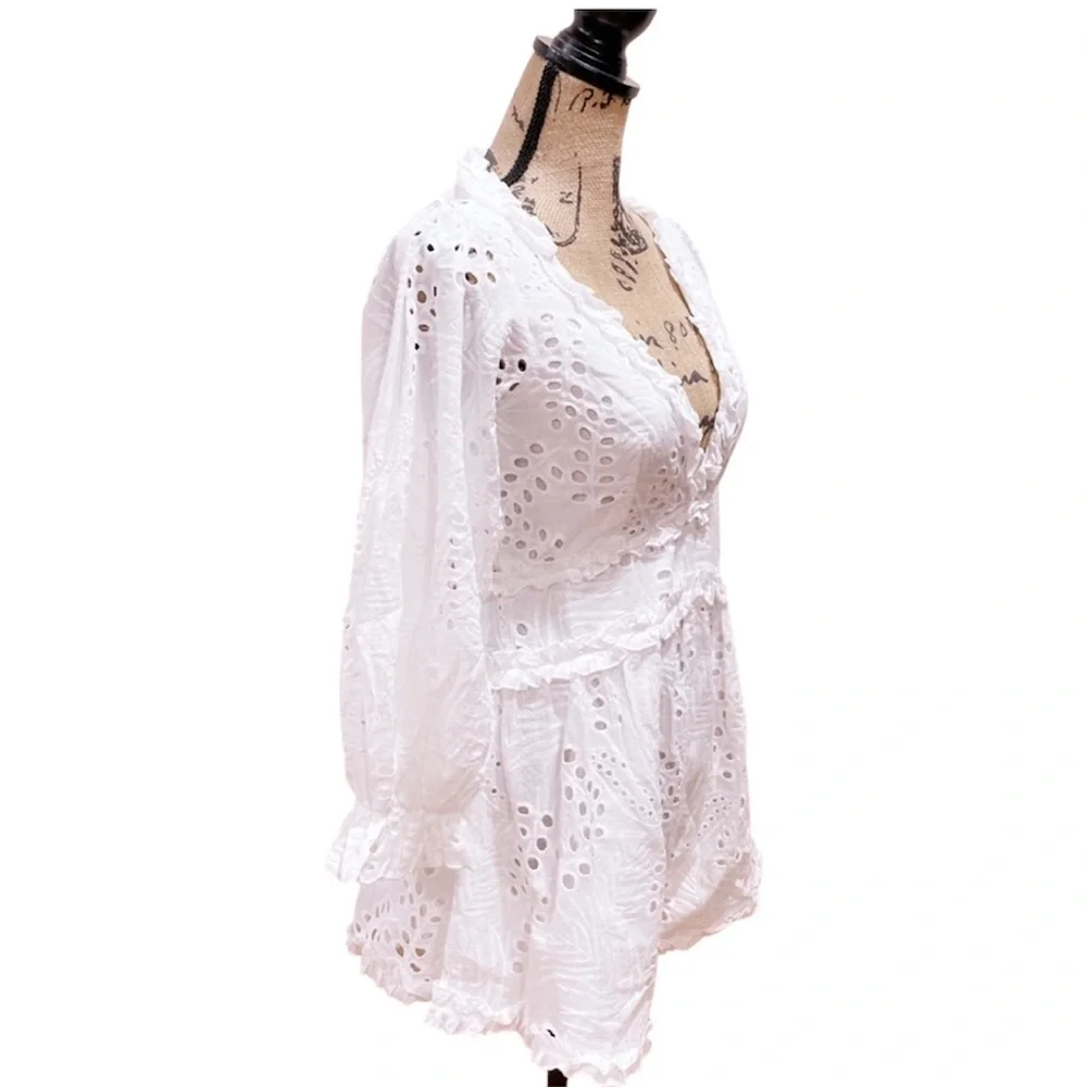 White Eyelet Lace Romper - Picture 6 of 10
